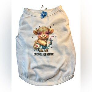 Highland Cow Boujee Heifer Tank Little Dog Dog T-Shirt Dog Dog Clothing Blue Bow